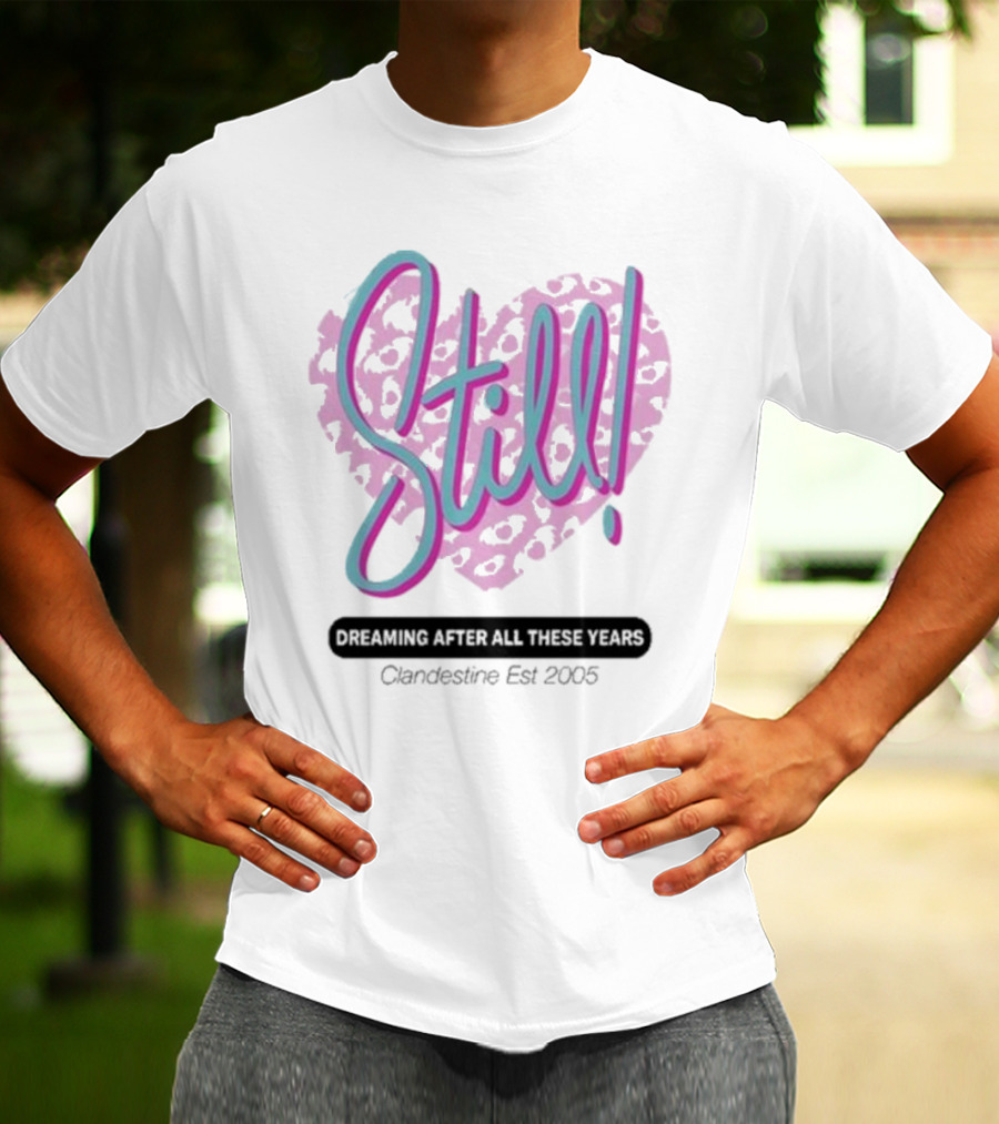 Still Dreaming After All These Years Clandestine Est 2005 Leopard Print Heart T-Shirt