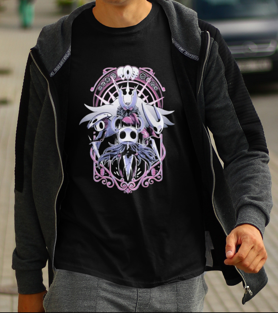 Hollow Knight Wanderers Art Nouveau Design With Knight Nails And Charms T-Shirt
