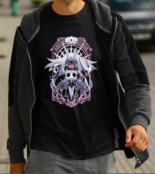 Hollow Knight Wanderers Art Nouveau Design With Knight Nails And Charms T-Shirt