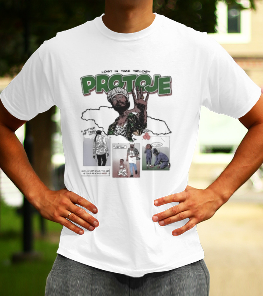 Lost In Time Trilogy Protoje A Matter Of Time Comic Panels Jamaican Map T-Shirt