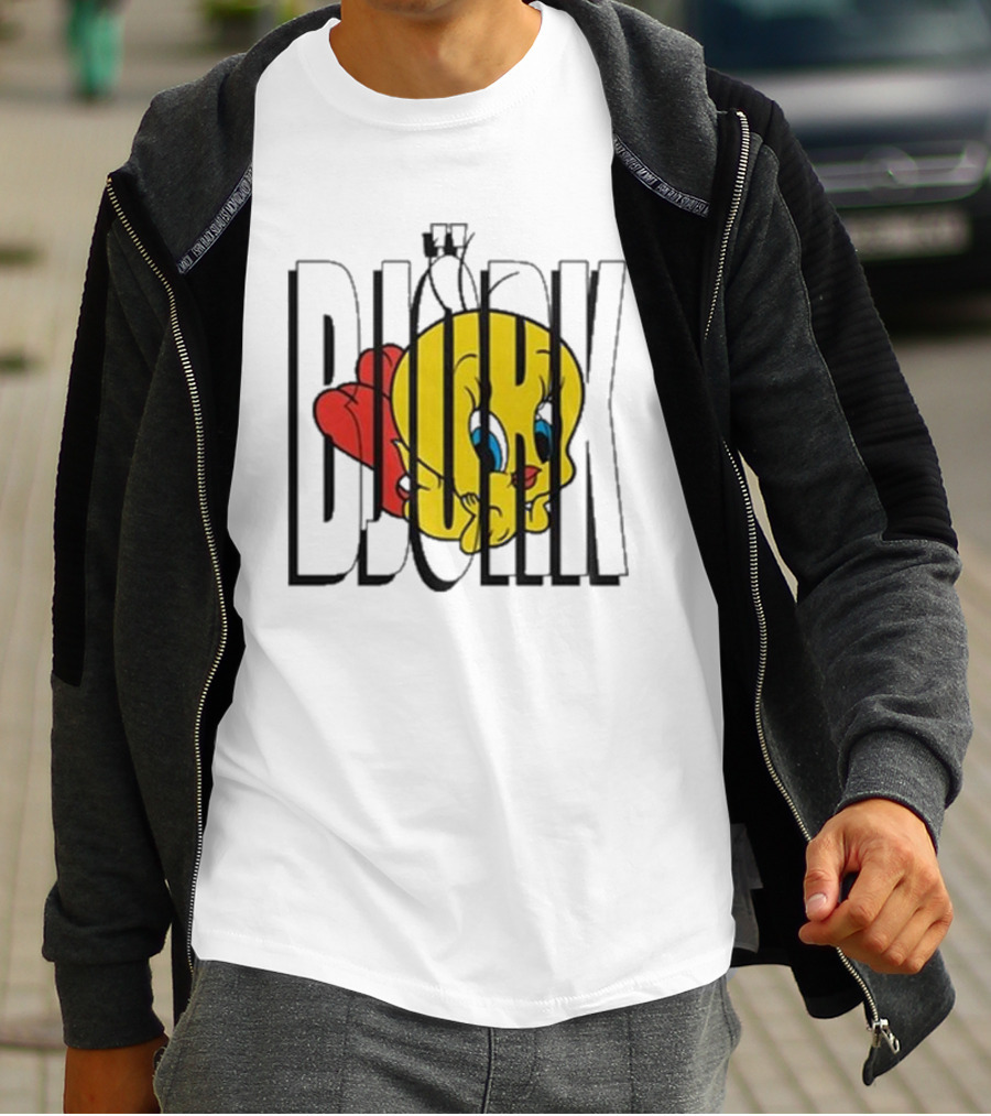 Lxix Apparel Tweety Bjork Bold Cartoon Contrast T-Shirt