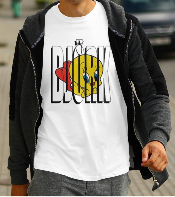Lxix Apparel Tweety Bjork Bold Cartoon Contrast T-Shirt