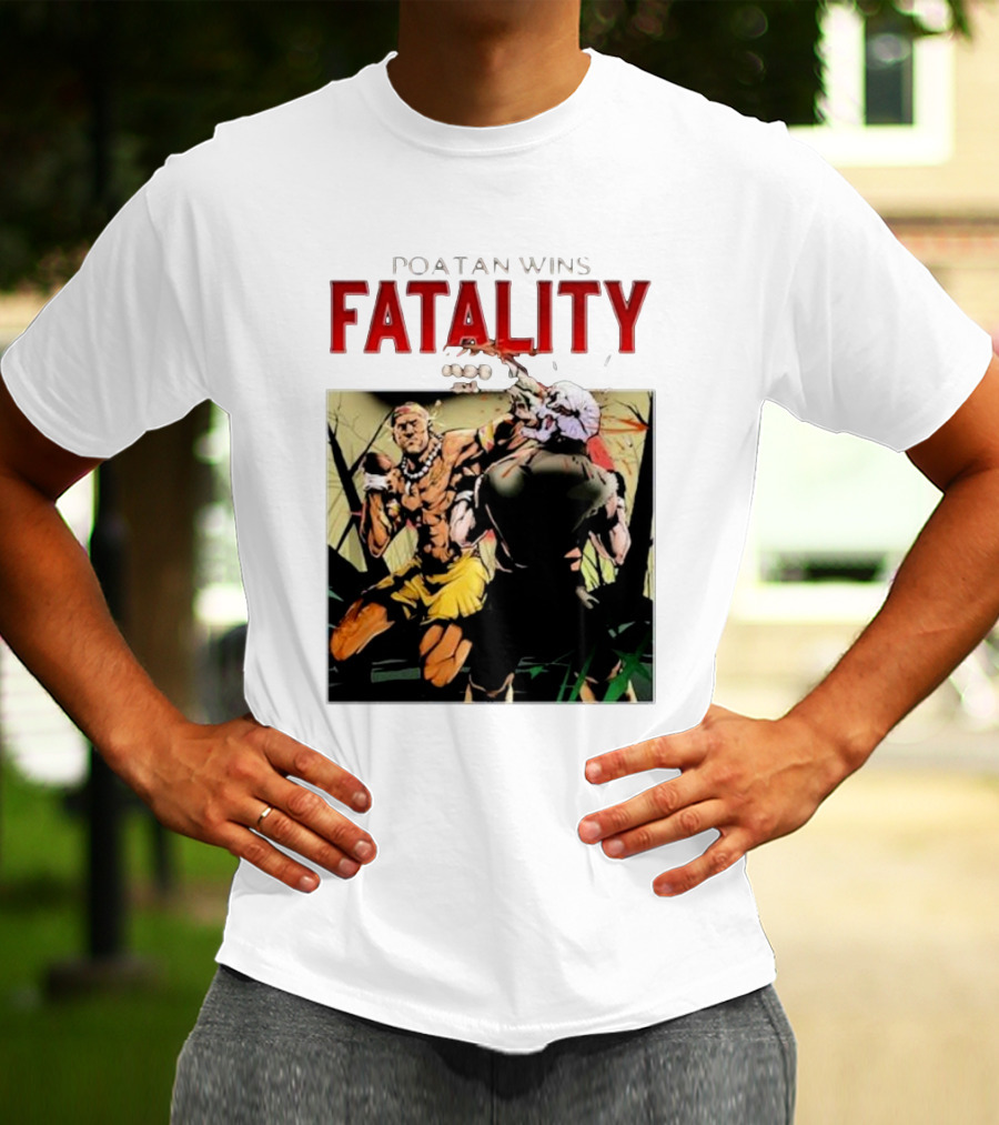 Poatan Wins Fatality Comic Style Fight Scene T-Shirt