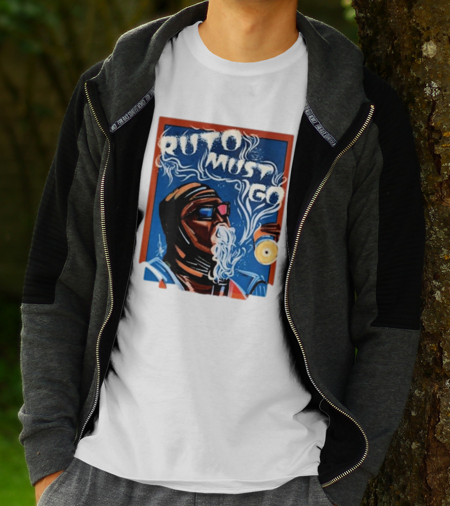Ruto Must Go Bold Illustration With Smoking Character T-Shirt