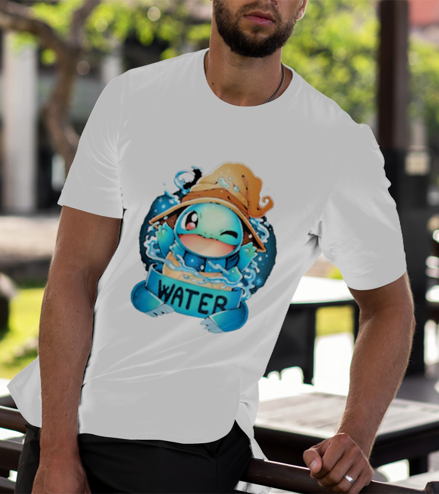 Squirtle Wizard Water Winking Blue Hat T-Shirt
