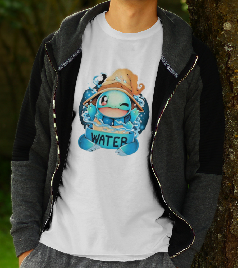 Squirtle Wizard Water Winking Blue Hat T-Shirt
