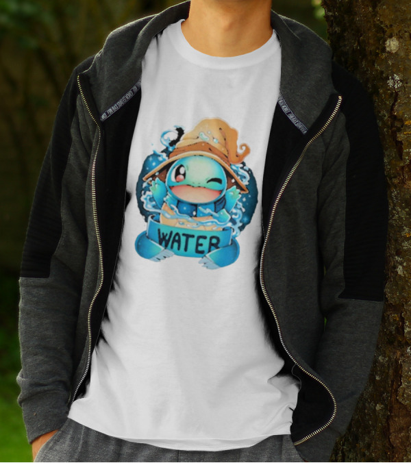 Squirtle Wizard Water Winking Blue Hat T-Shirt