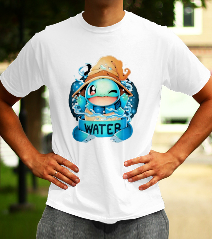 Squirtle Wizard Water Winking Blue Hat T-Shirt