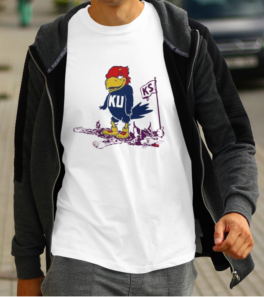 Kansas Jayhawks KU Vintage Rare Rivalry KS Mascot T-Shirt