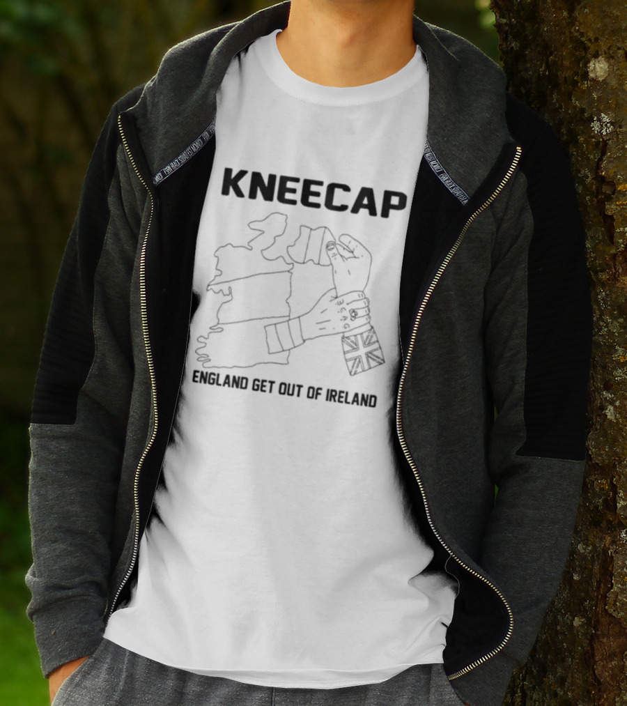 Kneecap England Get Out Of Ireland Map Hand Flag T-Shirt