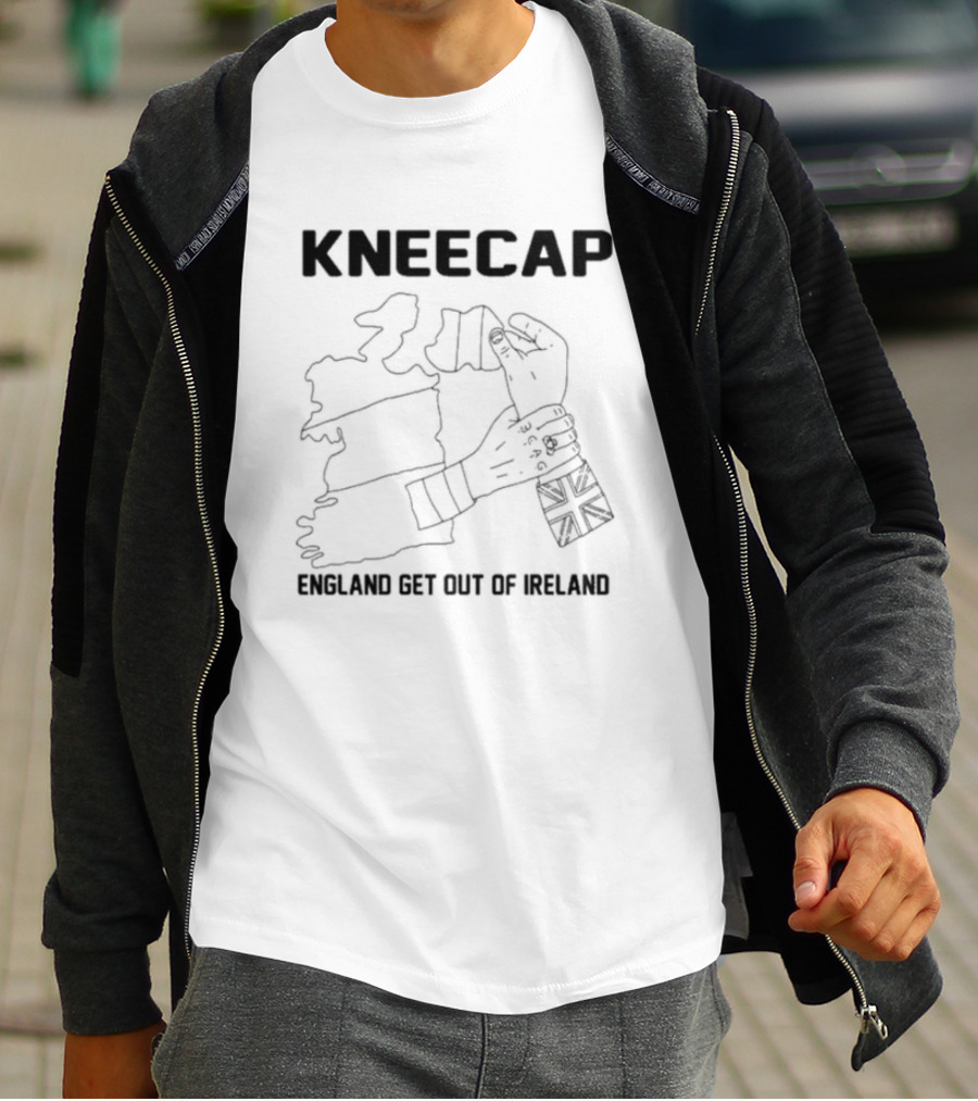 Kneecap England Get Out Of Ireland Map Hand Flag T-Shirt