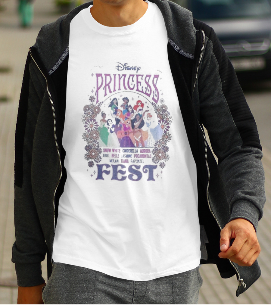 Disney Princess Fest Snow White Cinderella Aurora Ariel Belle Jasmine Pocahontas Mulan Tiana Rapunzel T-Shirt