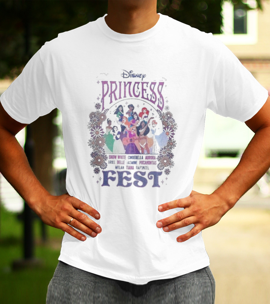 Disney Princess Fest Snow White Cinderella Aurora Ariel Belle Jasmine Pocahontas Mulan Tiana Rapunzel T-Shirt