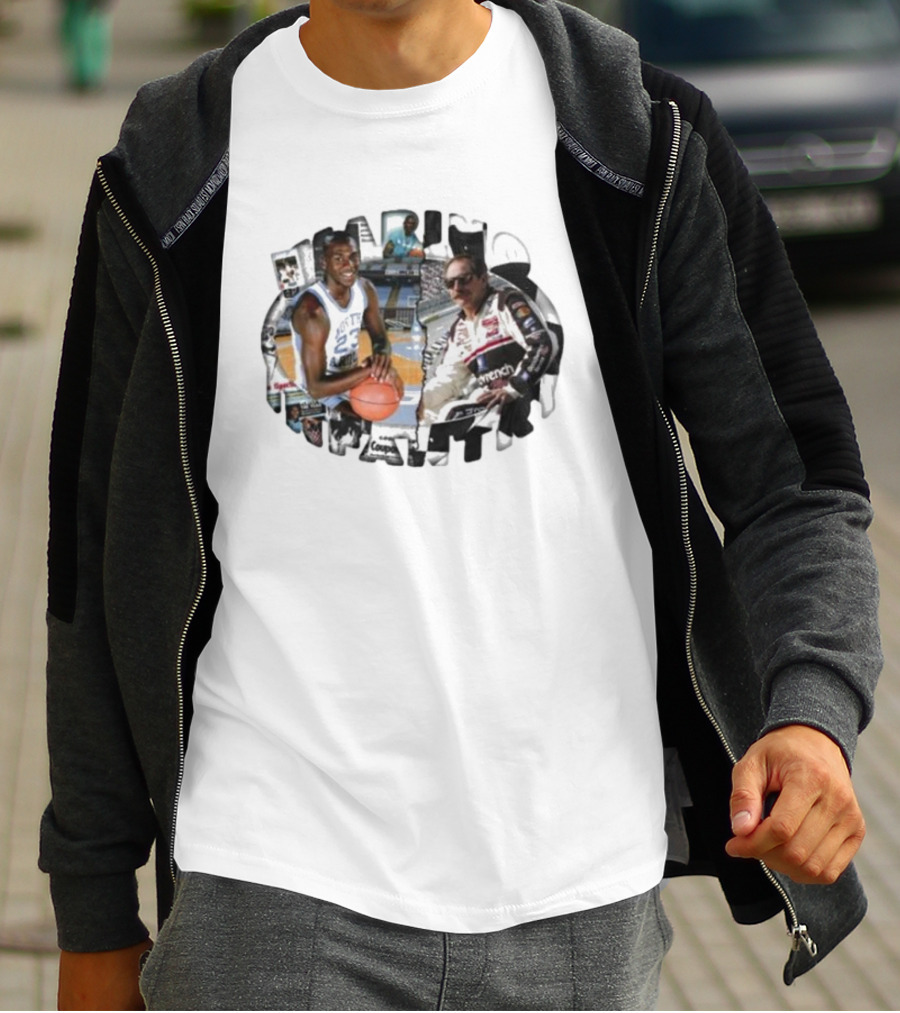 Marino Infantry Dale Earnhardt And Michael Jordan Crossover Sports Legends Collage T-Shirt