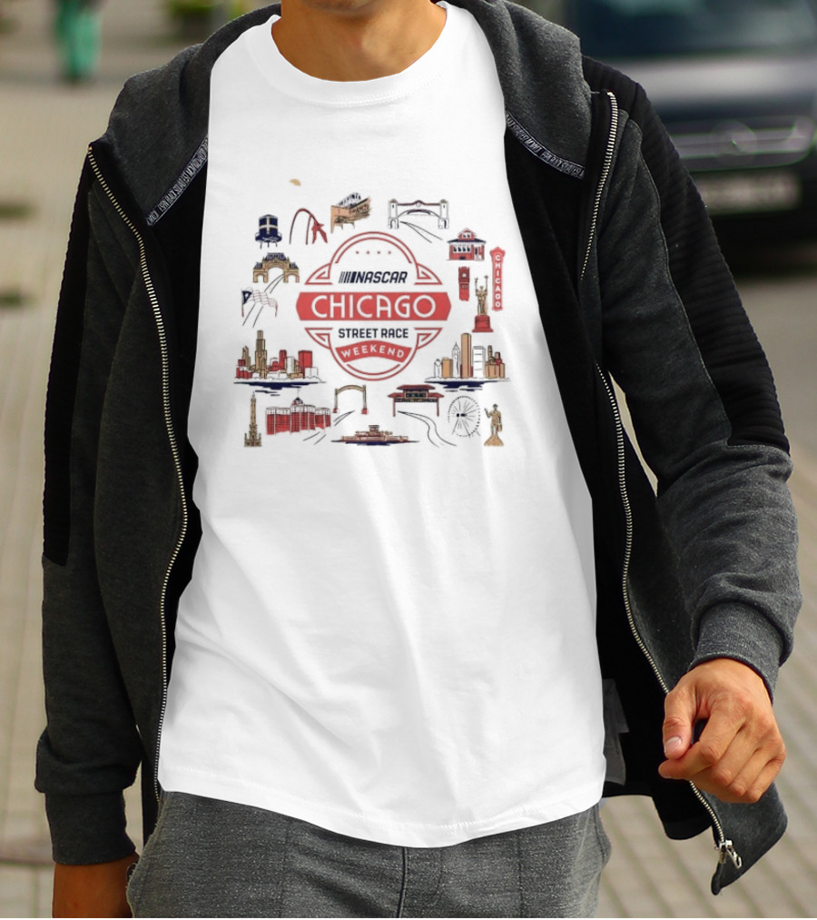 NASCAR Chicago Street Race Weekend Landmarks T-Shirt