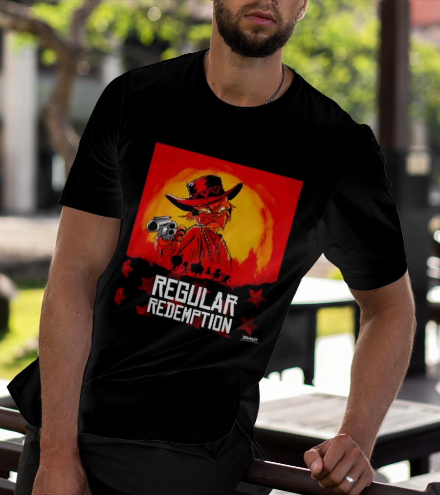 Regular Redemption Cartoon Cowboy Western Gunman T-Shirt