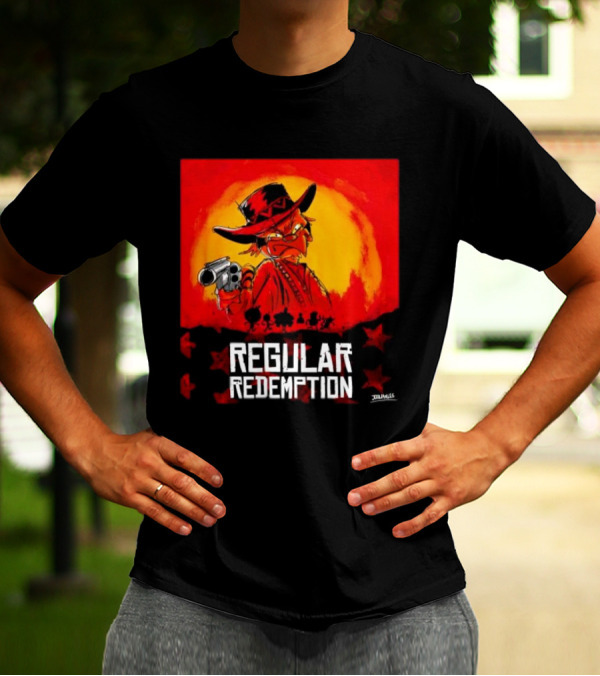 Regular Redemption Cartoon Cowboy Western Gunman T-Shirt