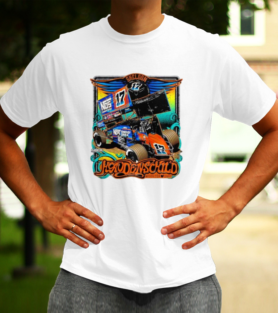 Sheldon Haudenschild NOS Energy Drink 17 Wooster Ohio Classic Ink Racing T-Shirt