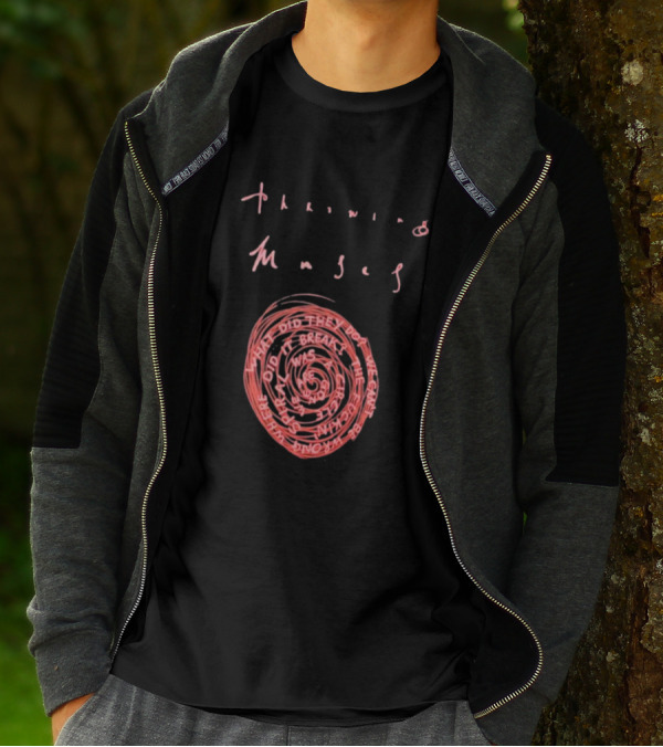 Throwing Muses Snailhead Spiral Text Fluorescent Screen Printed T-Shirt