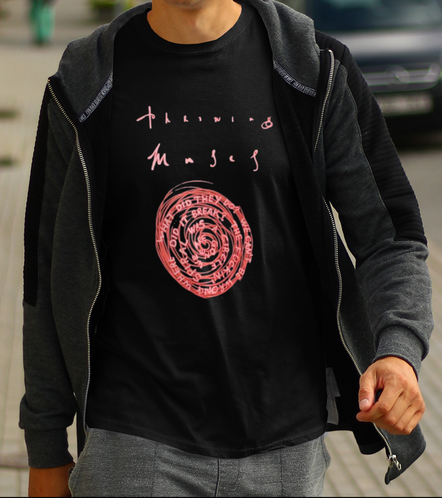 Throwing Muses Snailhead Spiral Text Fluorescent Screen Printed T-Shirt