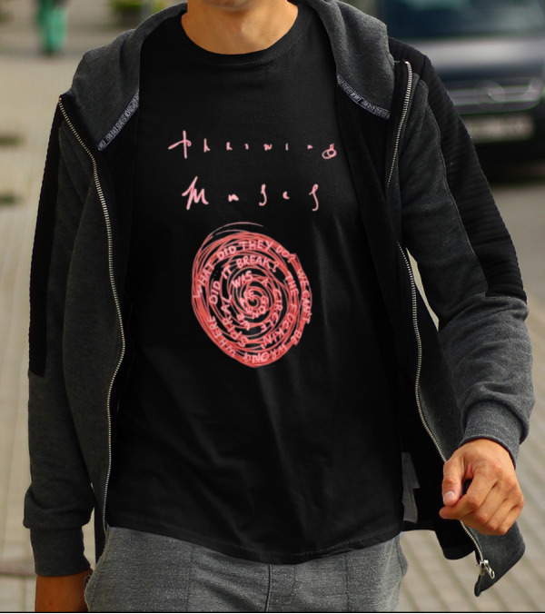 Throwing Muses Snailhead Spiral Text Fluorescent Screen Printed T-Shirt
