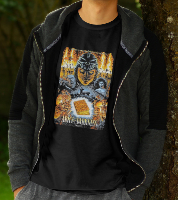 Trapped In Time Surrounded By Evil Low On Gas Army Of Darkness Necronomicon Evil Dead Horror Collage T-Shirt