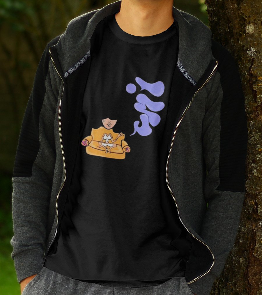 Umi Sitting On Couch With Whoisumi Stylized Smoke T-Shirt