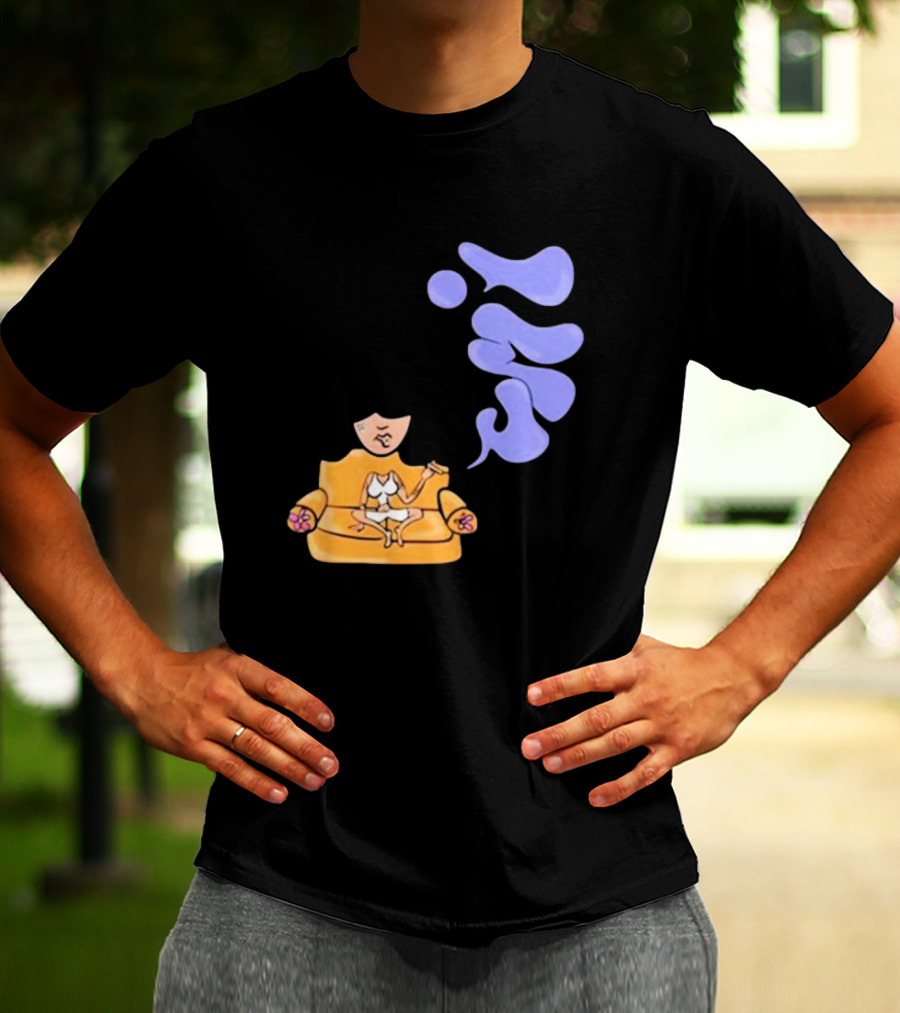 Umi Sitting On Couch With Whoisumi Stylized Smoke T-Shirt