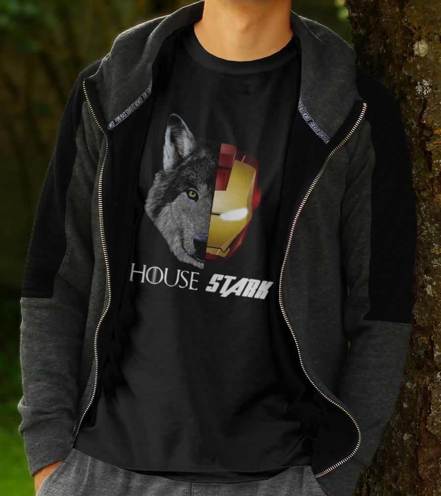House Stark Iron Man Wolf Helm Stark T-Shirt
