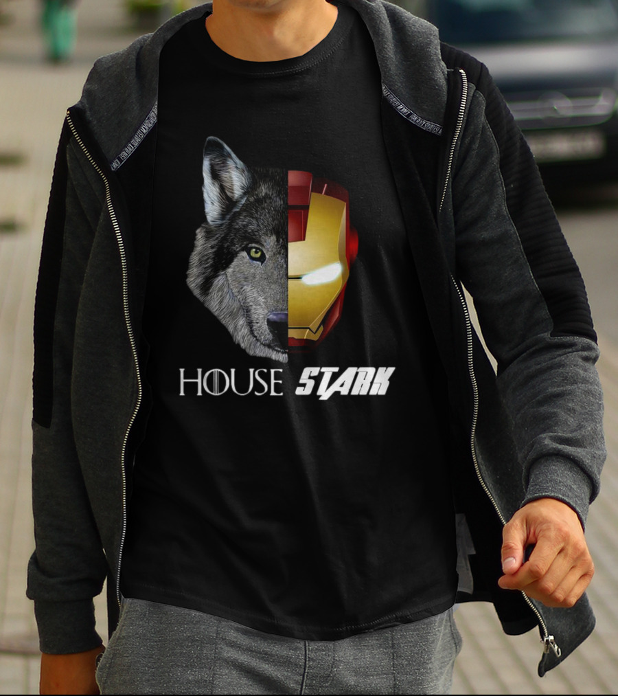 House Stark Iron Man Wolf Helm Stark T-Shirt