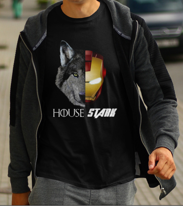 House Stark Iron Man Wolf Helm Stark T-Shirt