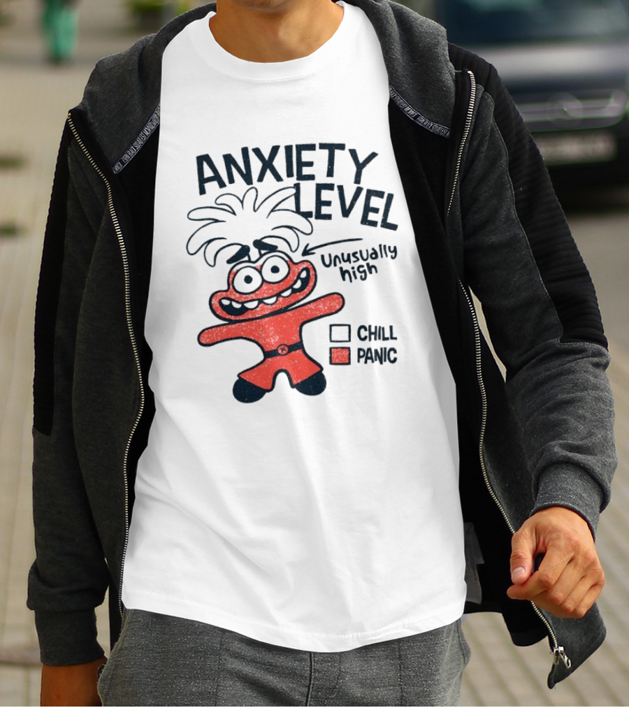 Anxiety Level Unusually High Chill Panic Cartoon Character T-Shirt