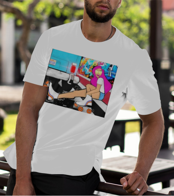 Tasha Vibrant Roller Skating Cali Street Art Vibe T-Shirt