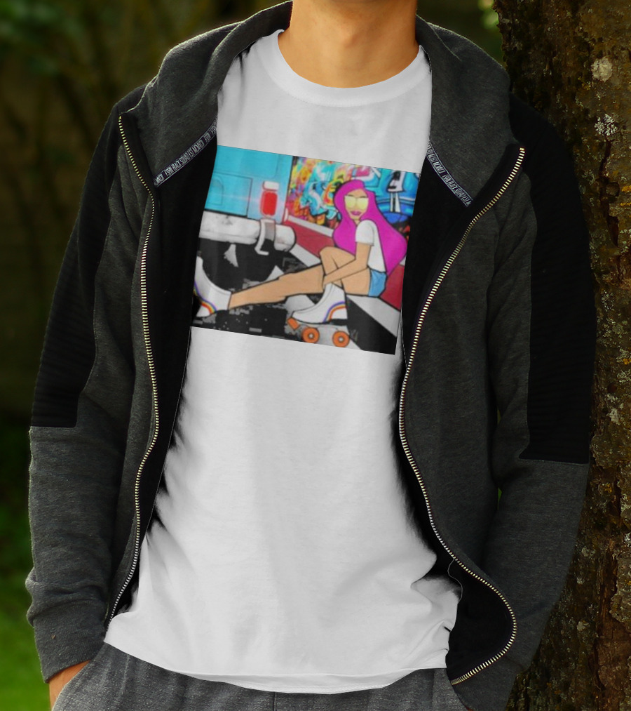 Tasha Vibrant Roller Skating Cali Street Art Vibe T-Shirt