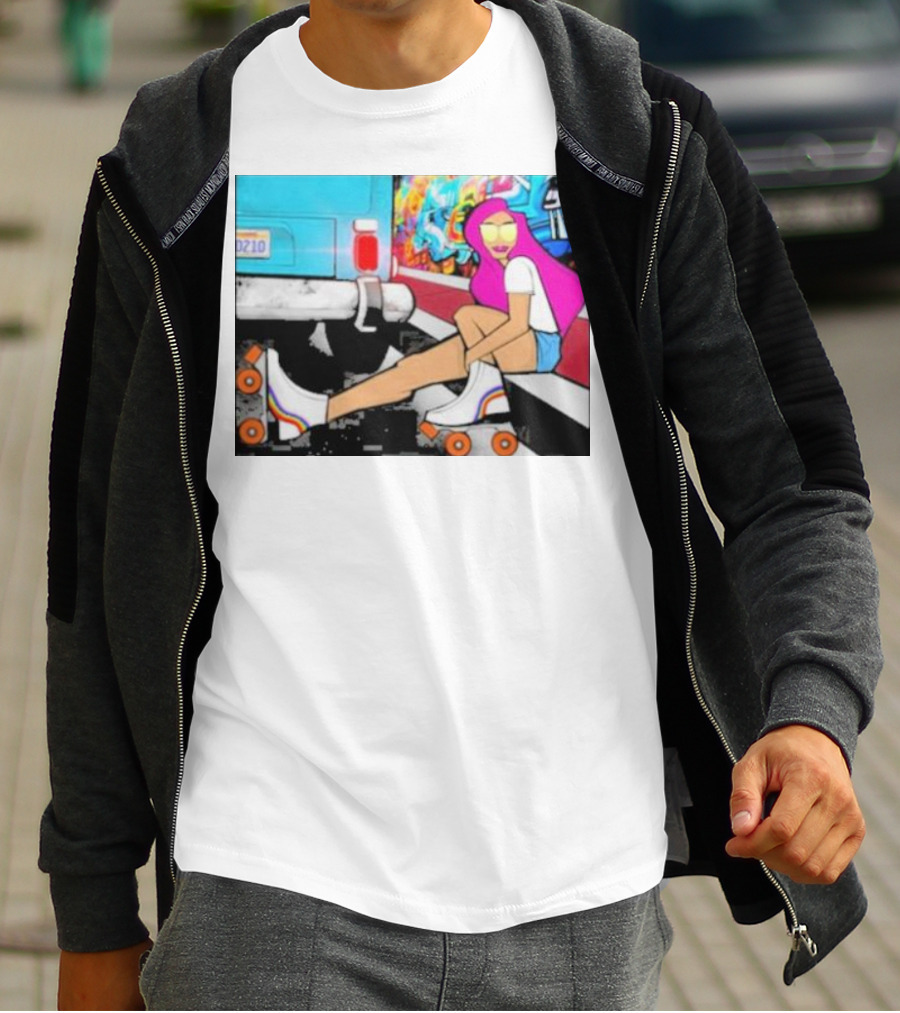 Tasha Vibrant Roller Skating Cali Street Art Vibe T-Shirt