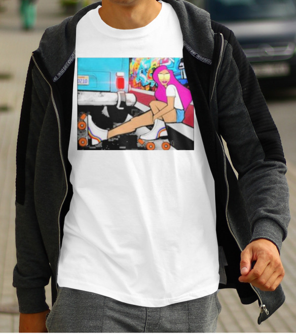 Tasha Vibrant Roller Skating Cali Street Art Vibe T-Shirt
