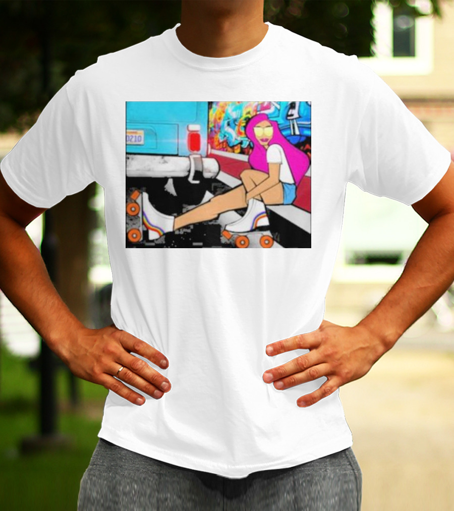 Tasha Vibrant Roller Skating Cali Street Art Vibe T-Shirt