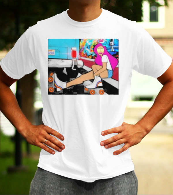Tasha Vibrant Roller Skating Cali Street Art Vibe T-Shirt