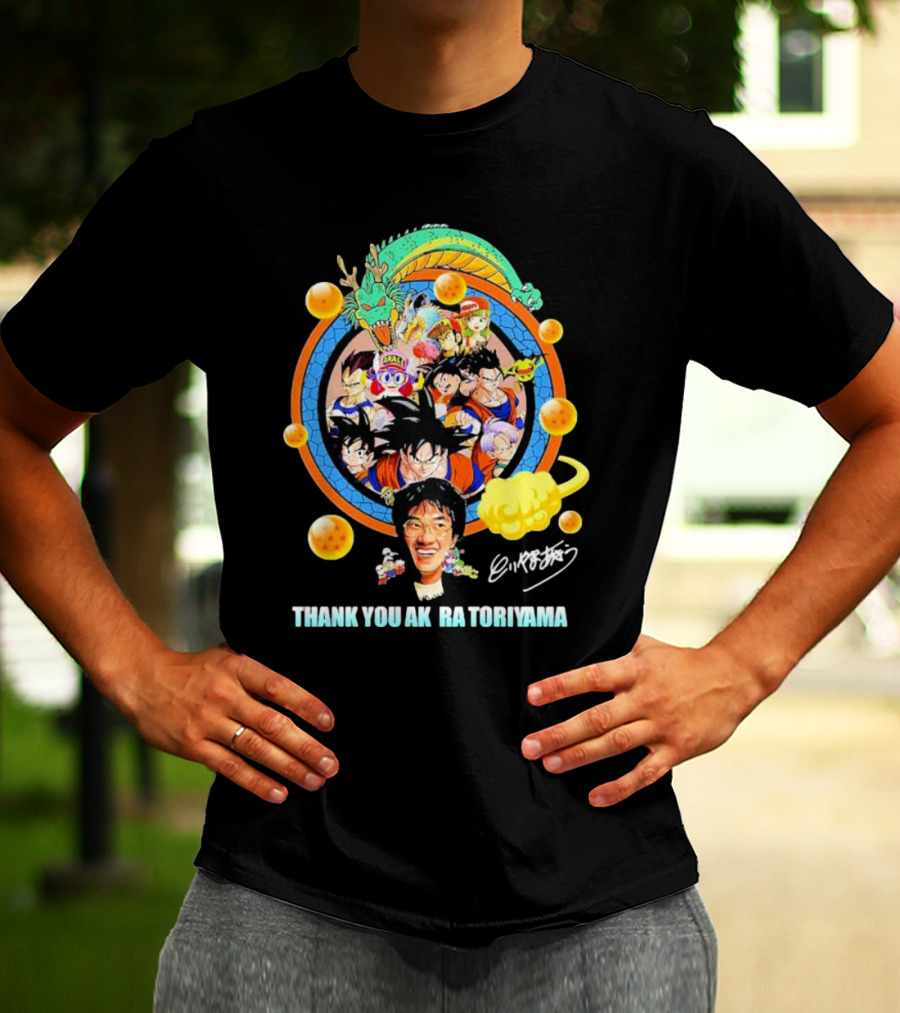 Thank You Akira Toriyama Dragon Ball Characters And Shenron With Dragon Balls T-Shirt
