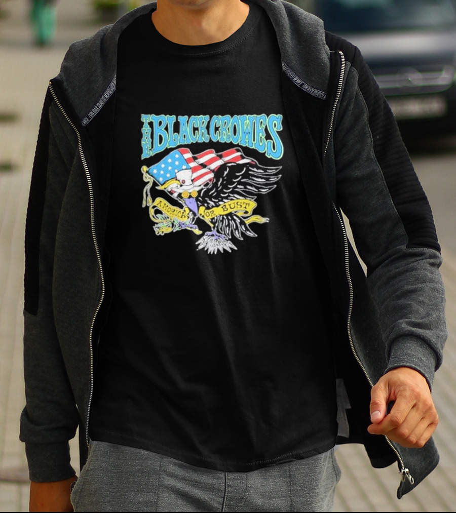 The Black Crowes Amorica Or Bust Eagle With American Flag Wings T-Shirt
