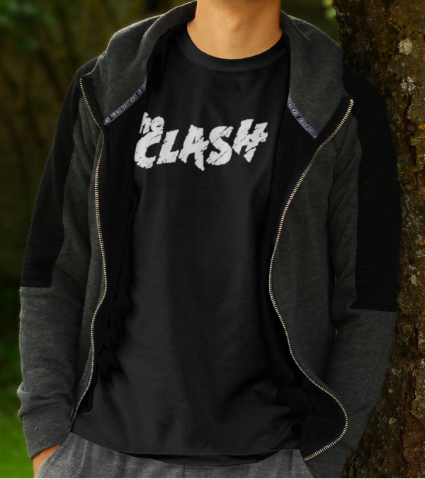 The Clash Logo Text In Distressed White T-Shirt