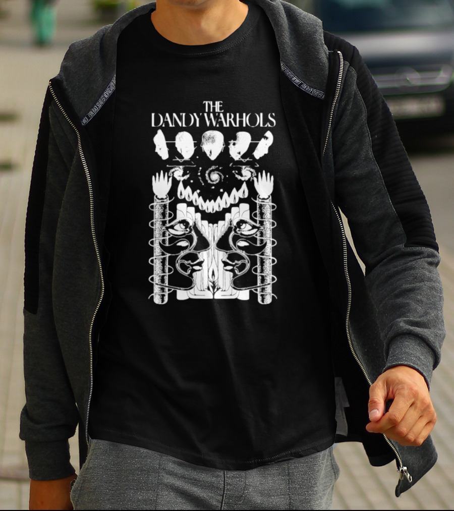 The Dandy Warhols 1992 Surreal Psychedelic Art Faces And Hands Spiral T-Shirt