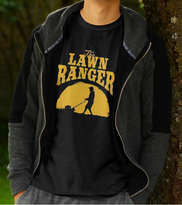 The Lawn Ranger Mower Silhouette Against Setting Sun T-Shirt