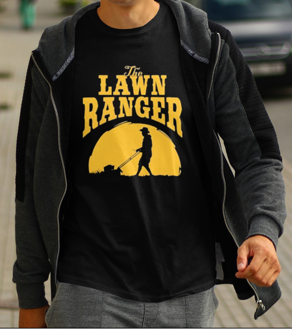 The Lawn Ranger Mower Silhouette Against Setting Sun T-Shirt