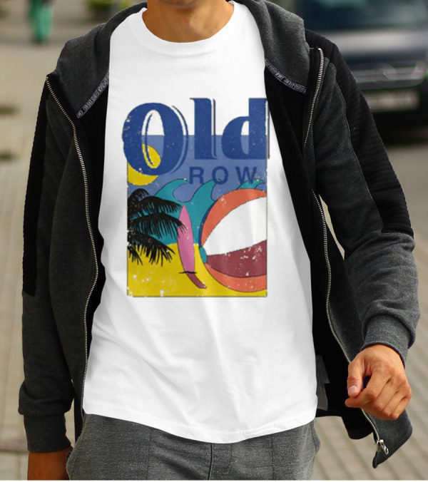Old Row Beach Scene With Palm Trees And Beach Ball T-Shirt