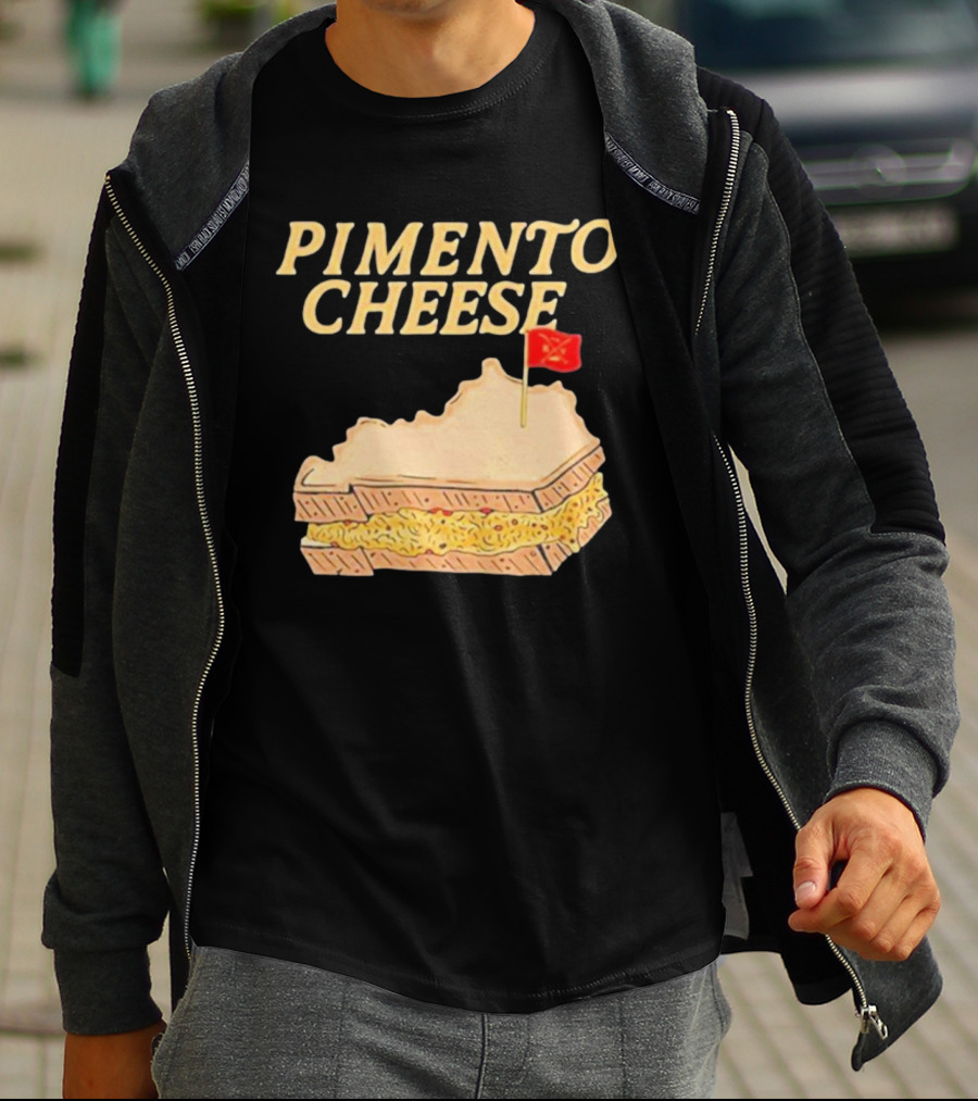Pimento Cheese Sandwich With Kentucky Shape And Flag T-Shirt