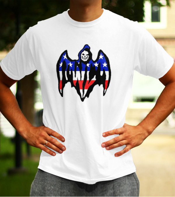 Warren Lotas Patriotic Stars And Stripes Winged Skull T-Shirt