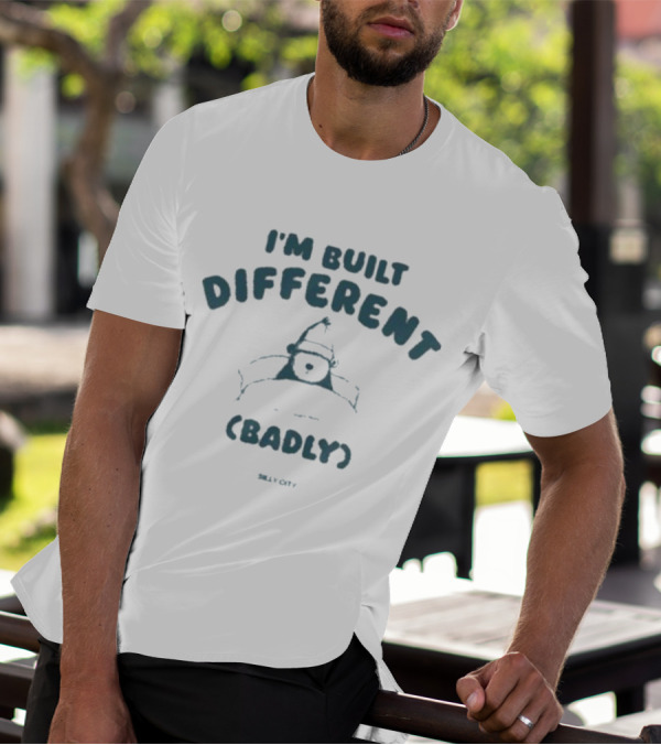 Sillycityco I’m Built Different Badly Funny Santa Hat Character T-Shirt