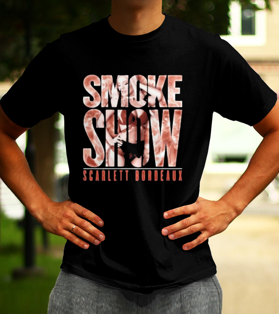 SMOKE SHOW SCARLETT BORDEAUX Text And Image Combination T-Shirt