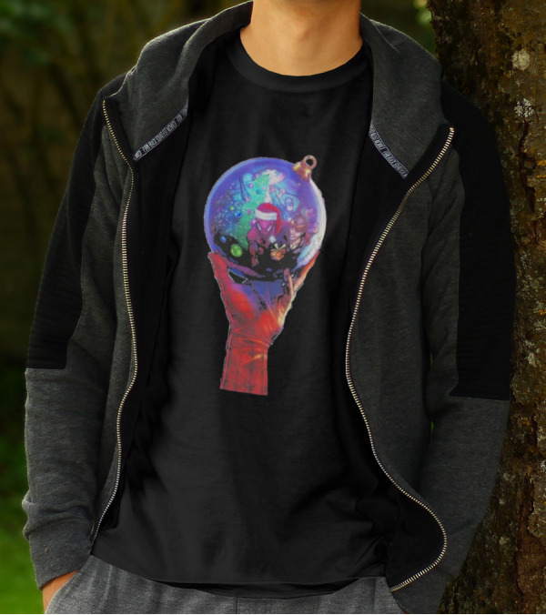 Spider-Man Christmas Ornament With Santa Hat Reflection T-Shirt